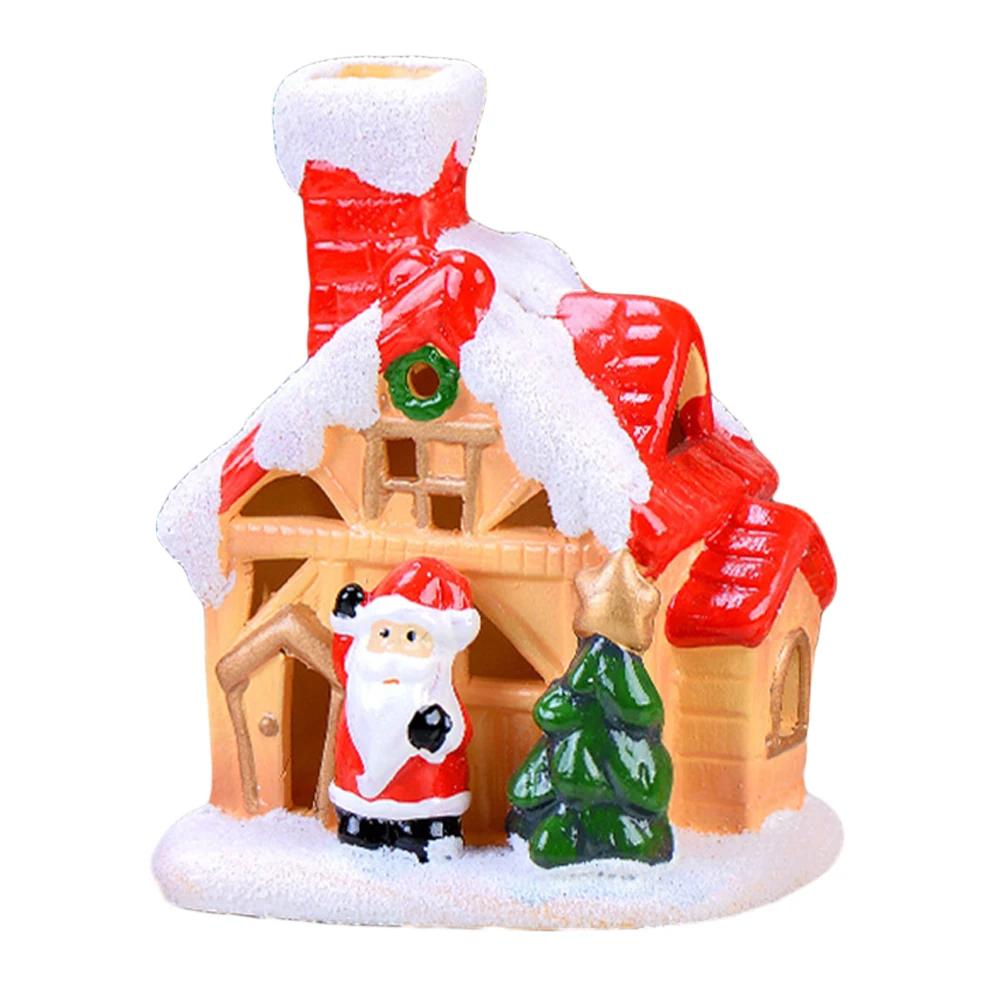 Смола мини Рождество Санта полый дом модель Фигурка DIY Снежный пейзаж домашний