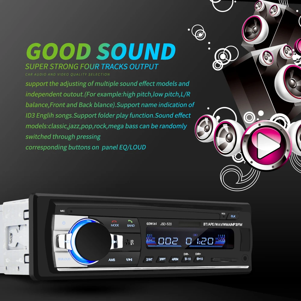 

Car Radio Player 12V Bluetooth Car Stereo Dashboard 1 Din FM Auxiliary Input Support Mp3 USB MMC WMA AUX IN TF Car Radio Player