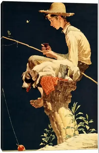 

2style Choose Norman Rockwell Fishing Trip Art Film Print Silk Poster Home Wall Decor 24x36inch