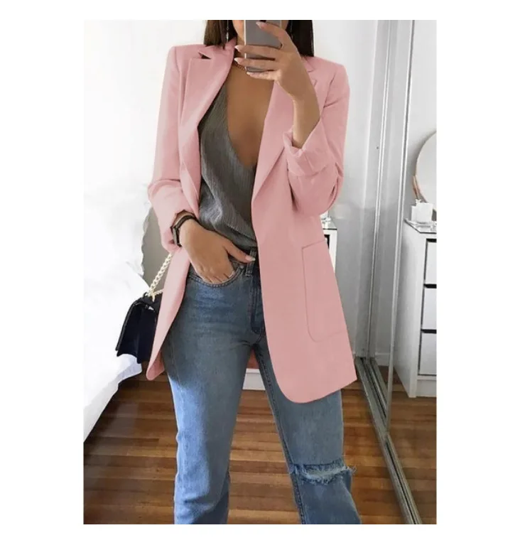 

2020 Newest Style Women's Spring Autumn Long Sleeve Casual Sexy Coat Solid Color Slim Fit Outdoor Work Style Suit