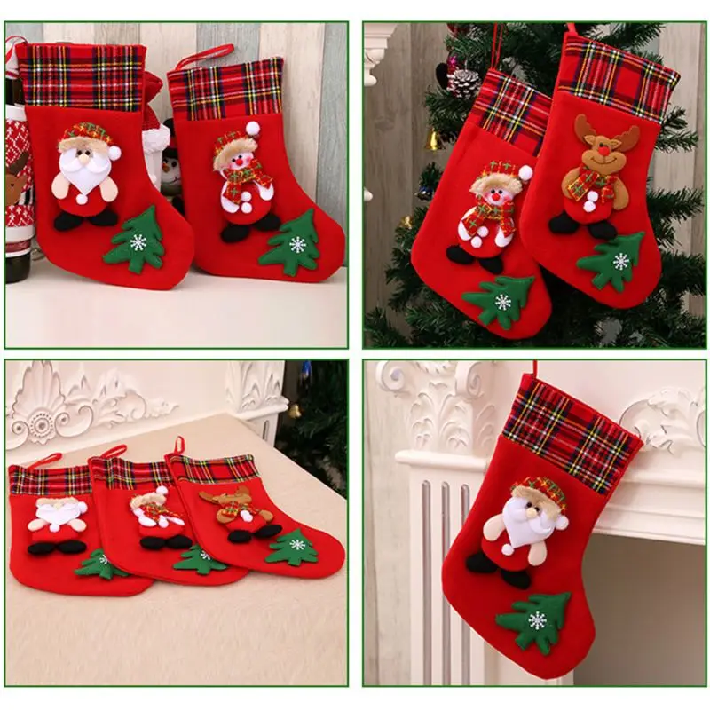 

Christmas Stockings Socks Candy Storage Holder Xmas Gift Bags Tree Decoration M6CC