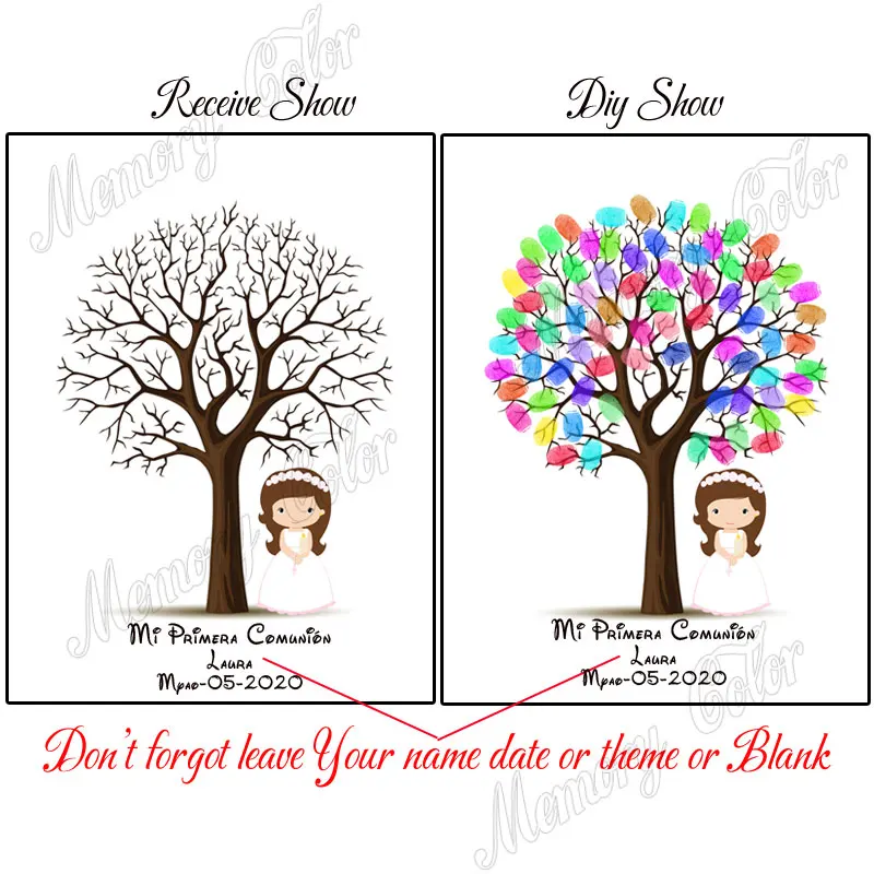 Пользовательская тема имя Дата холст отпечатки пальцев дерево подпись DIY