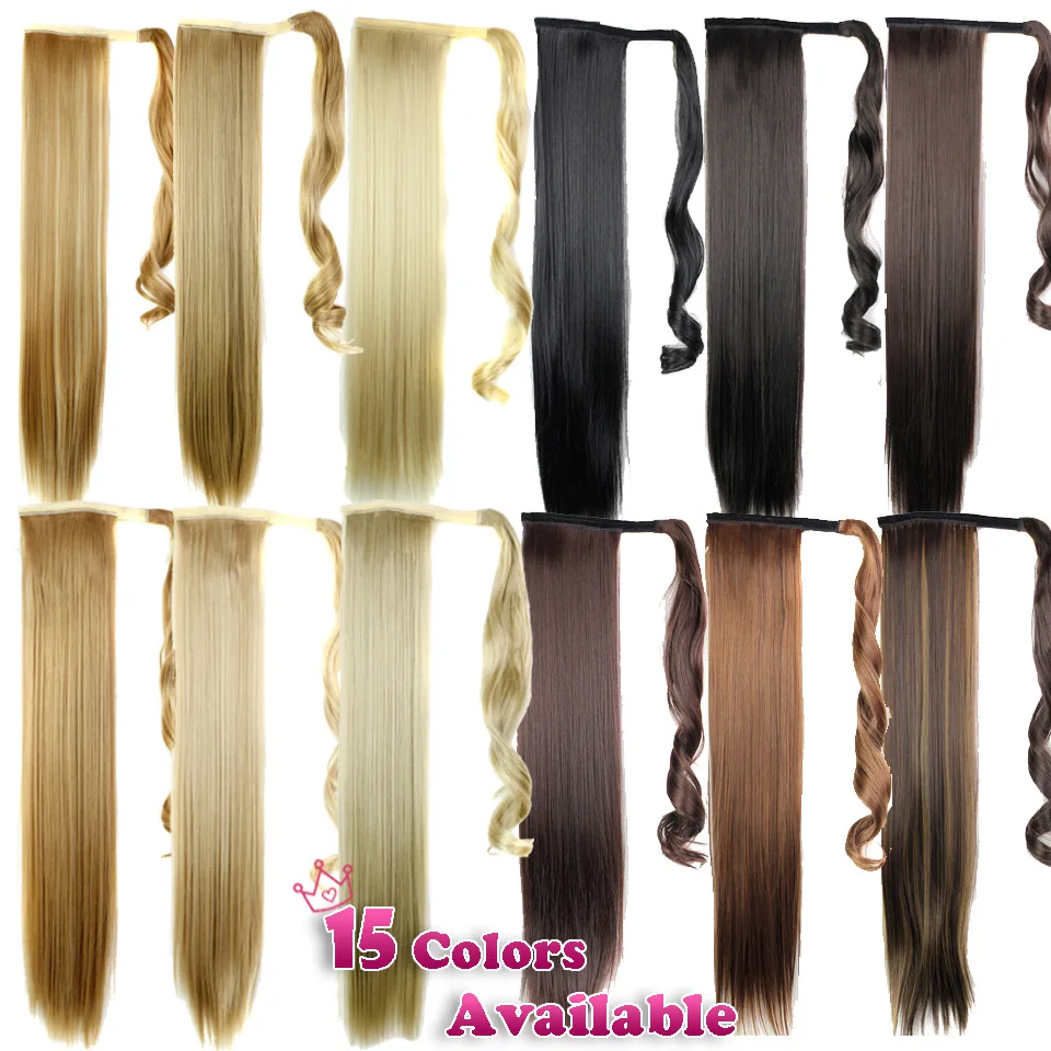 Шнурок конский хвост прямые волосы на заколках для наращивания шиньон