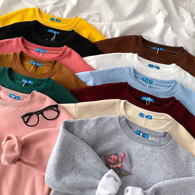 Новинка 2021 корейские модные толстовки женские зимние топы повседневный милый