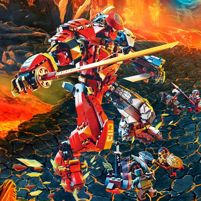 В наличии 2020 Новый Ninjagoed Fire Stone Mech совместимый с 71720 строительными блоками игрушки
