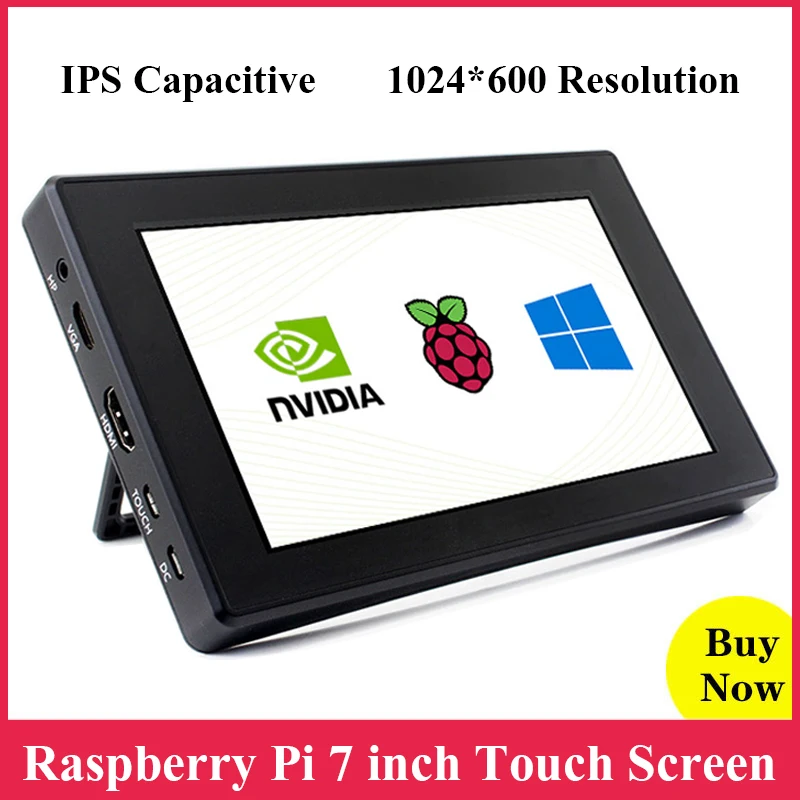 Raspberry Pi Touch Screen 7 inch IPS Capacitive Display 1024*600 LCD + Case Bracket for Raspberry Pi 4B 3B Jetson Nano Windows