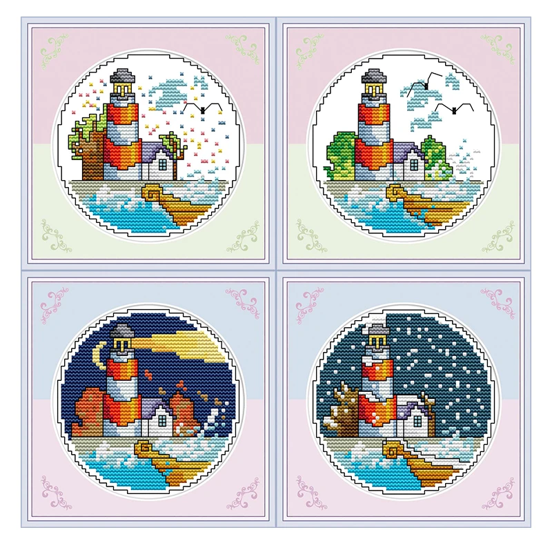 Всесезонная картина по морю напечатанная на холсте DMC 11CT 14CT китайский Набор для