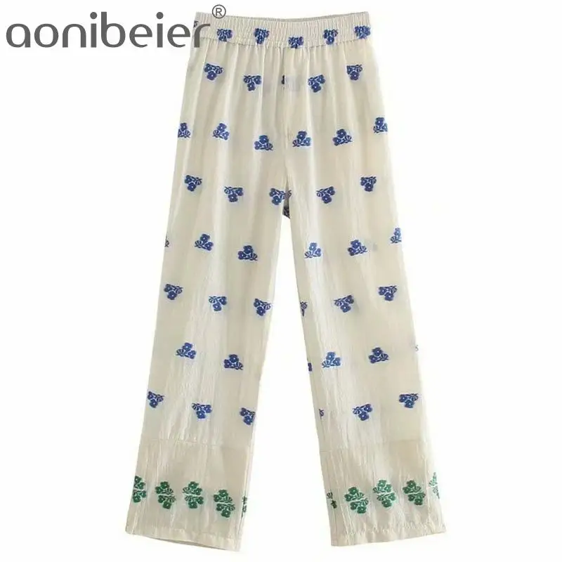 Женские свободные брюки до щиколотки Aonibeier повседневные тонкие контрастных