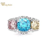 wong rain luxury 100 925 sterling silver created moissanite diamonds gemstone wedding engagement ring fine jewelry wholesale