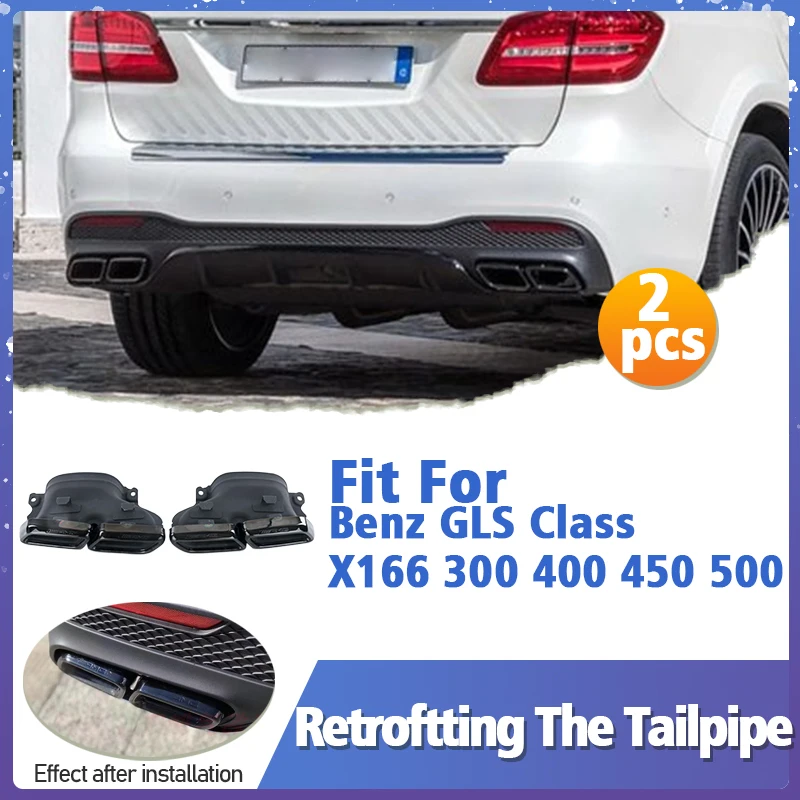

2pcs AMG Style Exhaust Muffler Tube For Benz GLS Class X166 300 400 450 500 Tail Pipe Tipe Throat Tuning Car Accessories