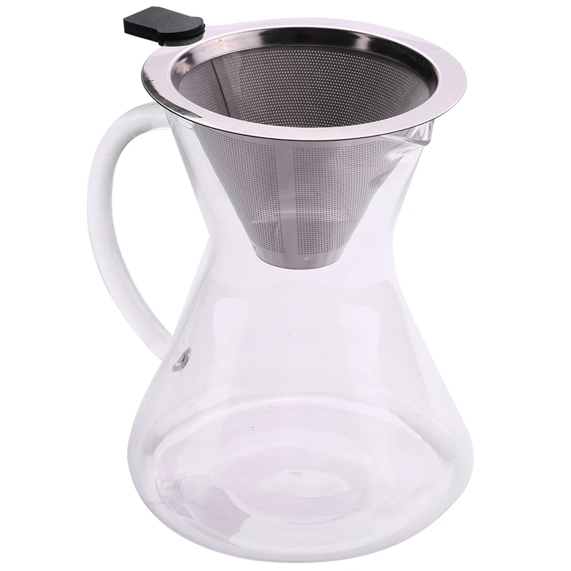 

400Ml Pour Over Coffee Maker Drip Thicken Glass Container Hand Percolators Stainless Steel Coffee Filter Home Drinkwares