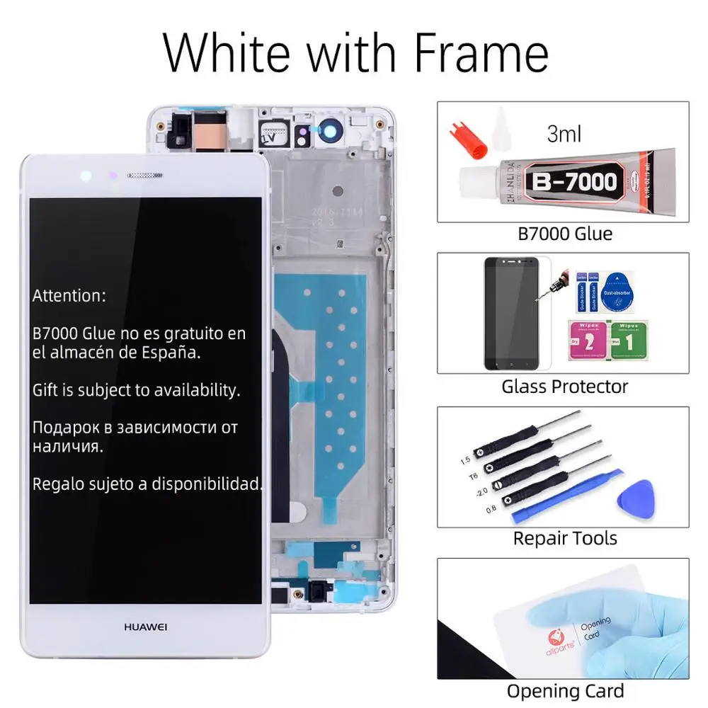 White with Frame Mini тачскрин дисплей экран для HUAWEI P9 Lite сенсорный дисплей LCD с тачскрином в рамке замена запчасти VNS L31 L21 EVA-L09 l19 Черный белый золотой - Цвет: White with Frame