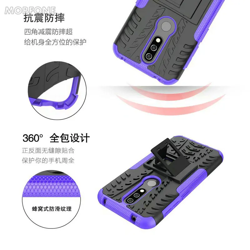 For Nokia 3.1 5.1 6.1 7.1 PLUS Case TPU + PC Shock-Proof Rugged Armor 1 2 3 5 6 8 2.1 360 Kickstand Cover |