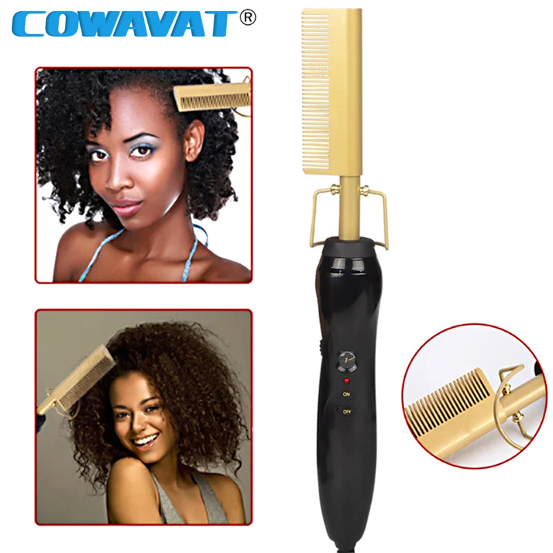 

New Hair Comb Hot Comb Hair Straightener Hair Curler Curling Iron Electric Environmentally Popular Titanium Alloy Gold Hairbrush