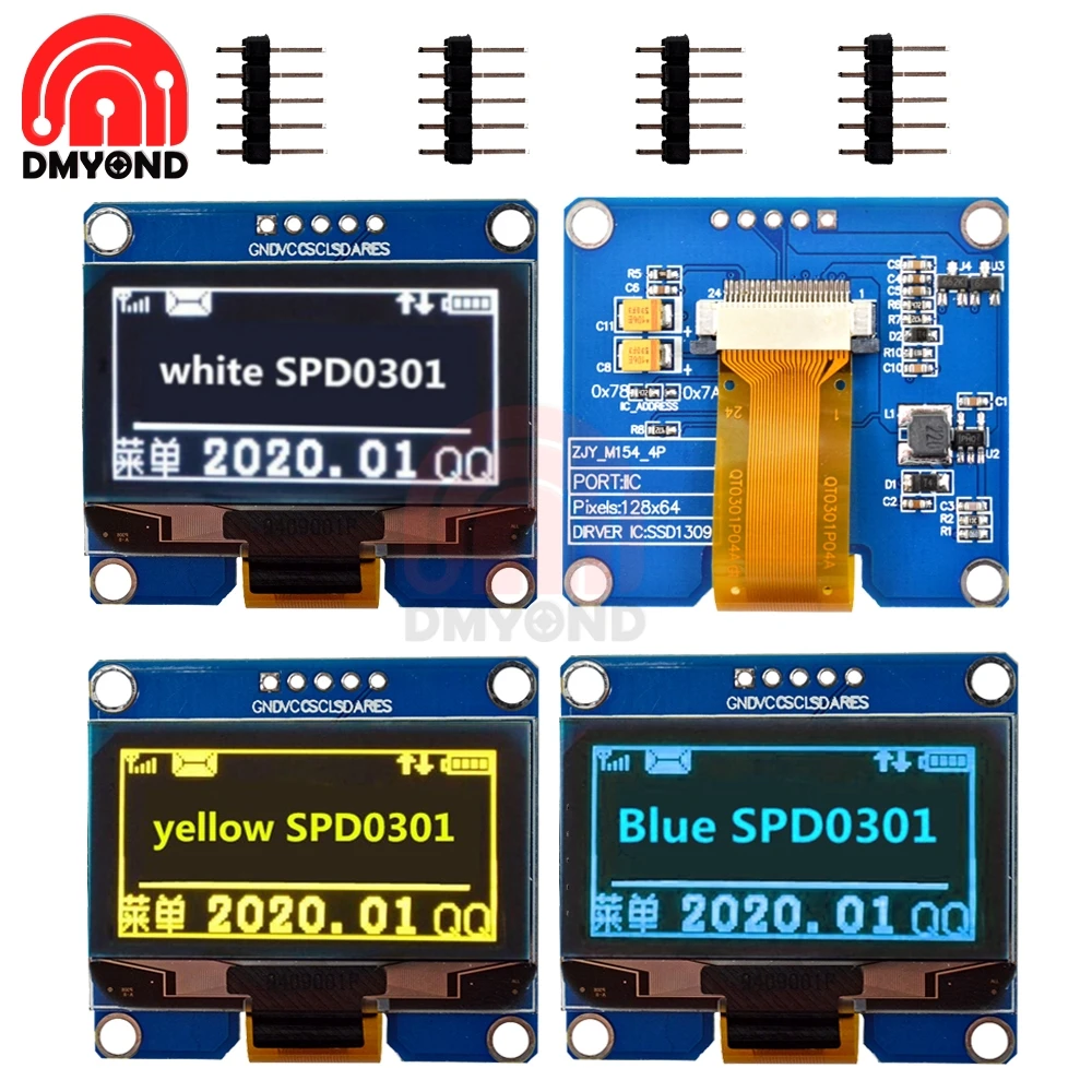 

5pin IPS 1.54-inch 12864 PM OLED Screen Module SSD1301 Driver IC 128X64 I2C Interface SPD0301 Drive 3.3V for Raspberry Pi Screen