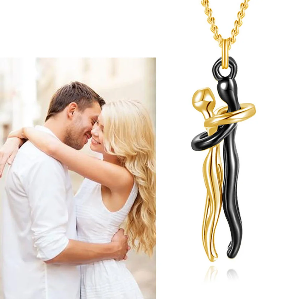 

Europe & USA Two Colors Plated Gold Lover Movable Earrings Funny Creative Embrace Couople Ear Jewelry Set Dropshipping Wholesale