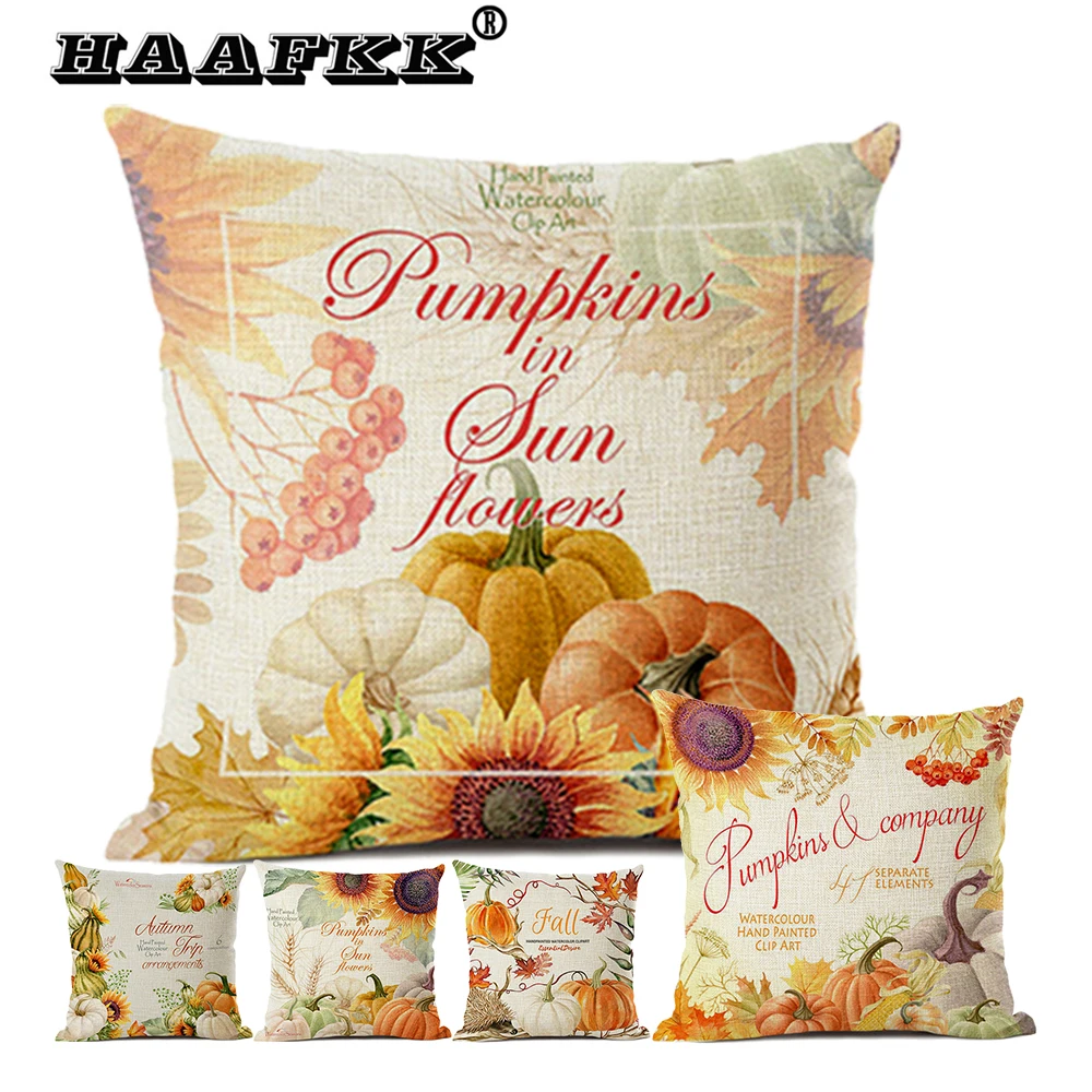 

Pumpkin Pattern Cushion Cover Household Sofa Decoration Halloween Decoration Pillow 45 * 45cm Linen Pillow