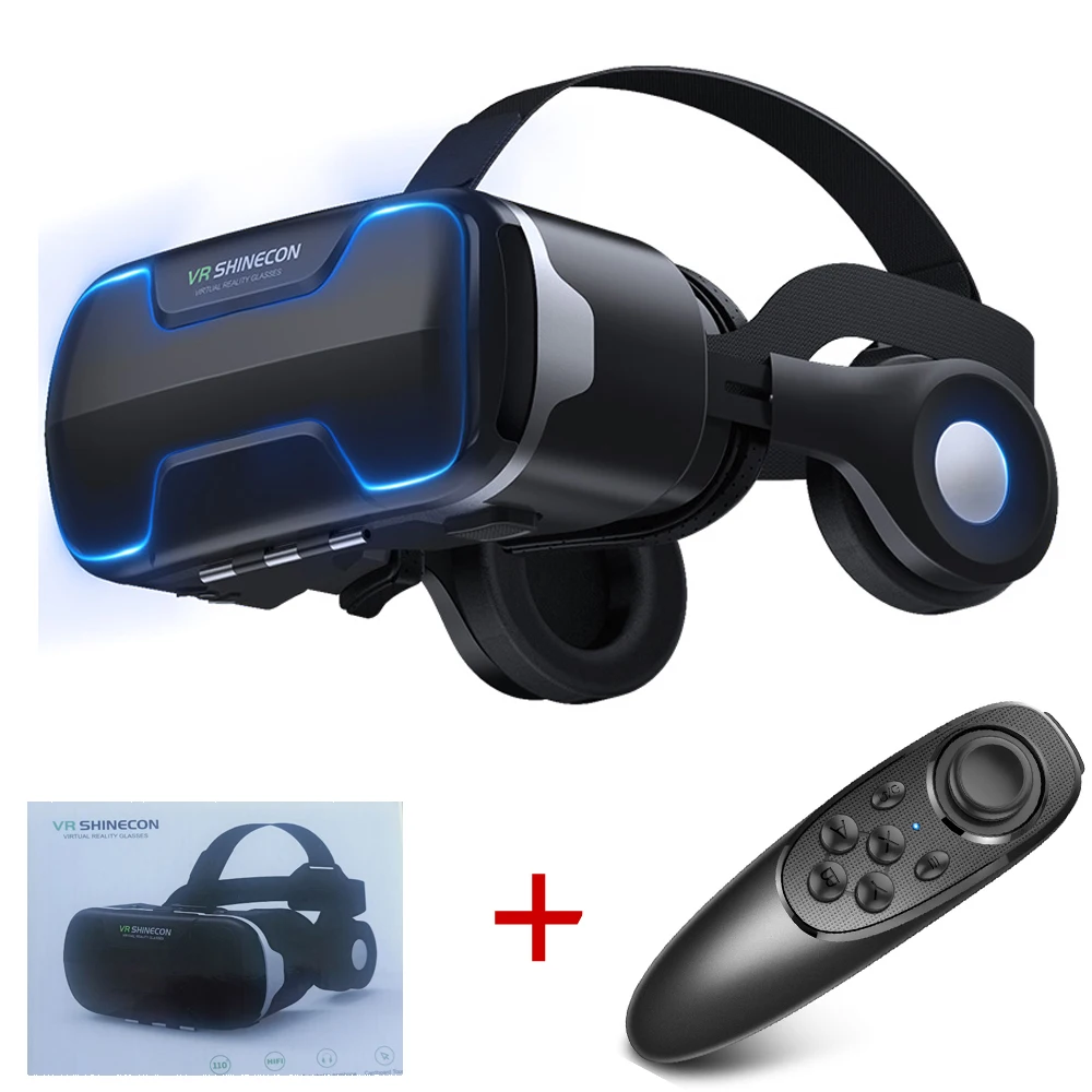 G02ED VR shinecon 8,0 стандартная версия и версия гарнитуры Виртуальная реальность 3D VR очки гарнитура для шлема Опциональный Контроллер - Цвет: Bundle 3
