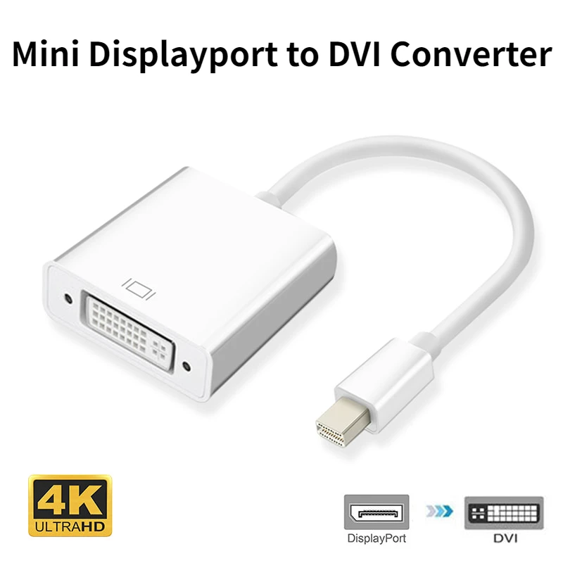Thunderbolt Mini Displayport MINI DP to DVI Женский конвертер кабель Белый для Macbook TV ноутбука
