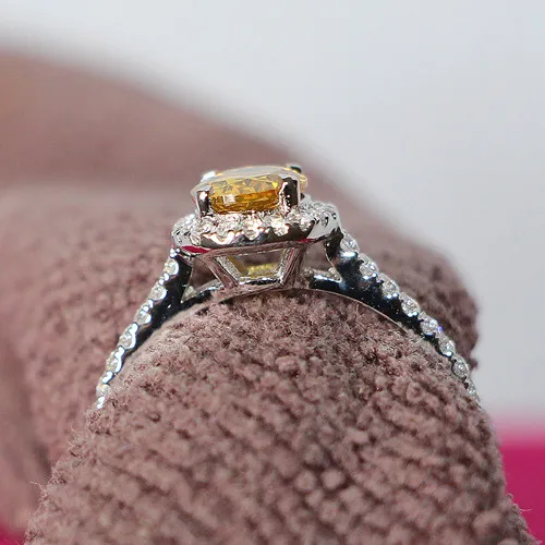 1Ct 6*8 мм желтый овальной огранки камень бриллиантовое кольцо 925 пробы Серебряное кольцо ювелирные украшения подарок на день Святого Валентина