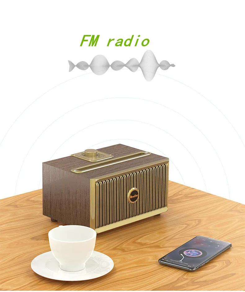 OneDer Magic V6 Bluetooth колонка в ретро стиле домашнее радио дерево небольшой звук супер громкость беспроводной телефон USB 18650 колонка с аккумулятором