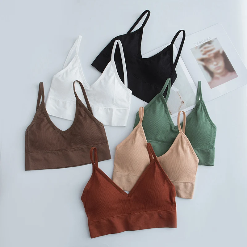 

New Simple Bralette For Female Young Lady Plunge Bra No Steel Comfortable Underwear Stretch Teenager Lingerie With Pads