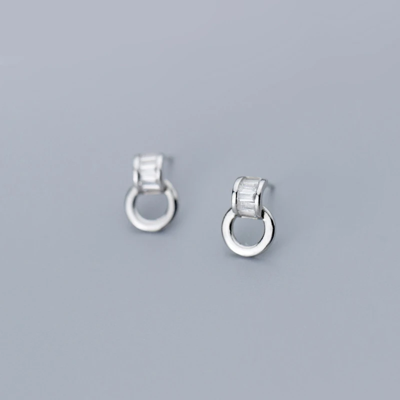 

MODIAN Shiny Clear CZ C-Shape Drop Earring for Women Real 925 Sterling Silver Simple Geometric Round Dangle Earring Fine Jewelry
