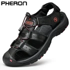 Мужские сандалии из натуральной воловьей кожи, Уличная Повседневная обувь, летняя качественная пляжная обувь, новые шлепанцы, Вьетнамки, большие размеры 38-47