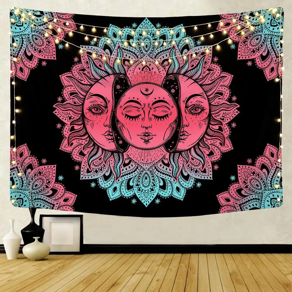 Witchcraft Tarot Tapestry Psychedelic Wall Hanging Carpets Polyester Fabric Hippie Boho India Decor Gypsy Mandala Blankets budha | Дом и сад