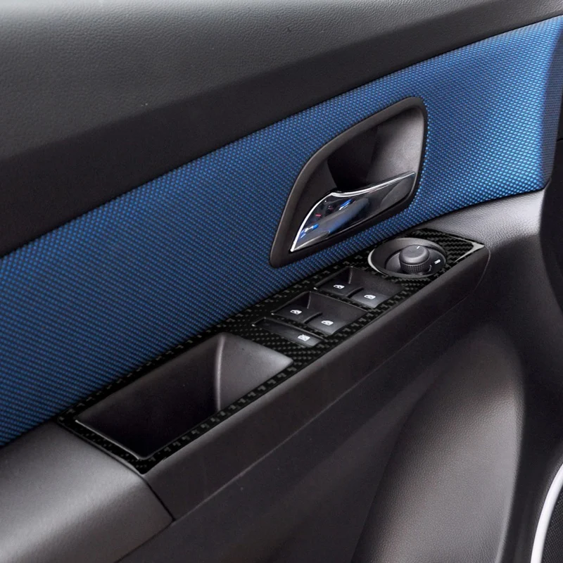 

4Pcs Carbon Fiber Window Lifter Switch Decoration Panel Cover Trim Sticker for Chevrolet Cruze 2009-2015