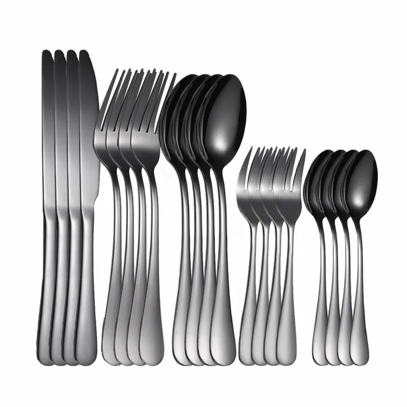 

Black Gold Forks Spoons Knifes Dinnerware Set Tableware 20Pcs Dropshipping Black Tableware Sets Stainless Steel Cutlery Set