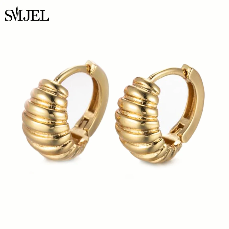 

Золотистые серьги SMJEL с круассанами для женщин, женские круглые модные ювелирные украшения Orecchini 2021, подарок Вечерние