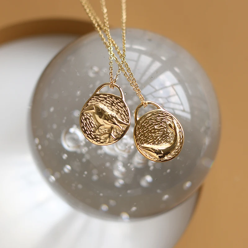 

Love of Whale Bird Double Side Pattern Pendant 18k Gold Color Chain Necklaces for Women 2021 Trend Stainless Steel Jewelry Women