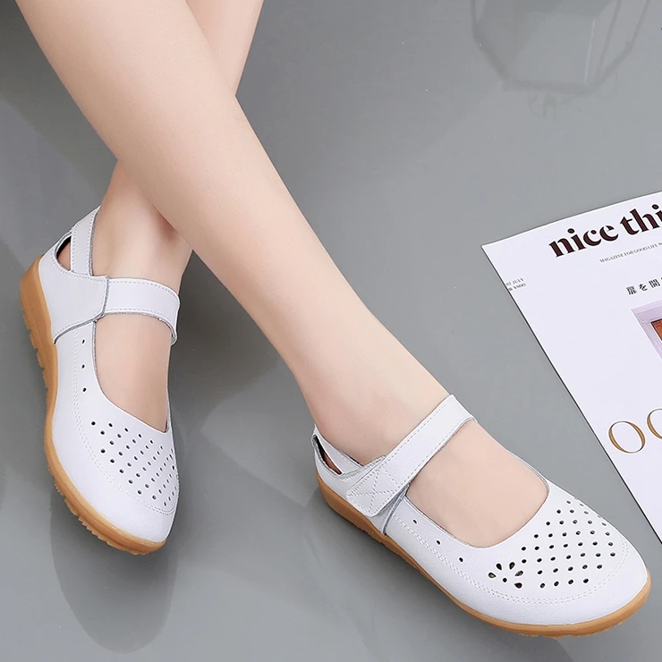 

Туфли женские на плоской подошве, повседневные мягкие удобные лоферы, без застежки, с круглым носком, с вырезами, AA, лето 2021