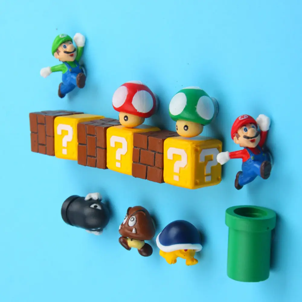 10 шт. 3D Супер Марио Bros магниты на холодильник магнит стикер сообщений взрослый человек Девочка Мальчик Дети игрушка подарок на день рождения