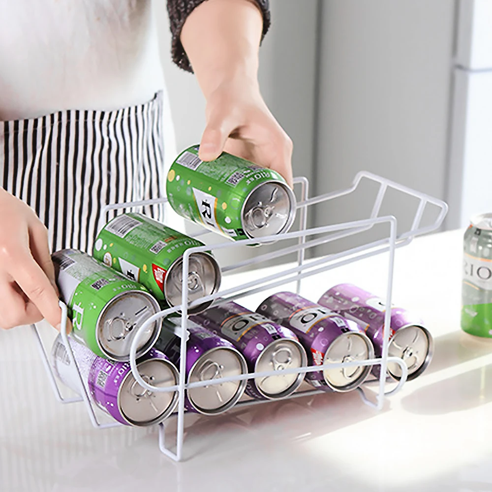 

Cans Drinks In Fridge Bracket Storage Box Container Dispenser Iron Holder Rack Soda Cans Space-Saving Organizer Bottle Holder 2