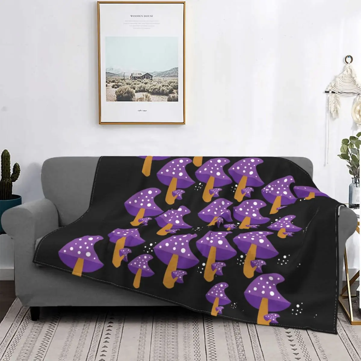 

Psychedelic Mushroom Blanket Coral Fleece Plush All Season Fantasy Lightweight Thin Throw Blanket for Bed Bedroom Plush Thin