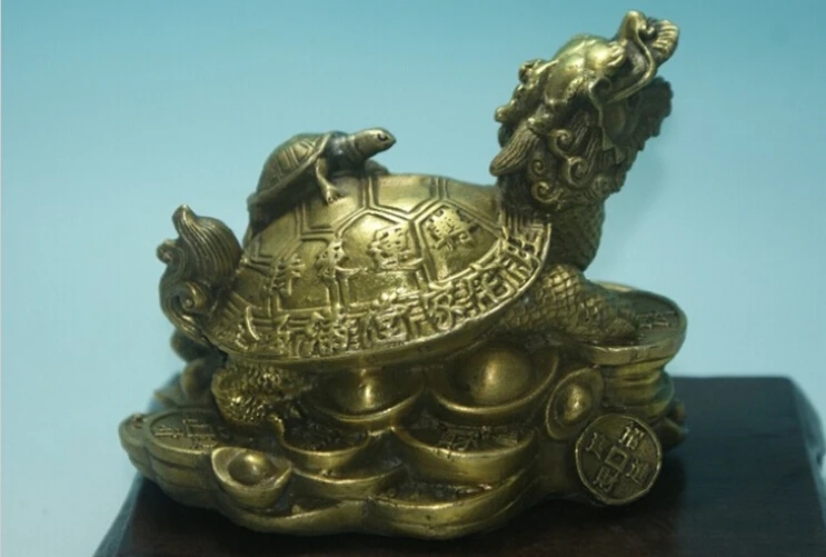 808 + старый китайский уникальный медный резной дракон черепаха зверь