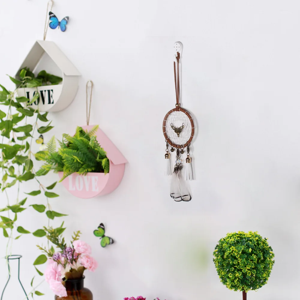 Ловец снов креативный ветер голова оленя белое перо мечта сеть в спальню