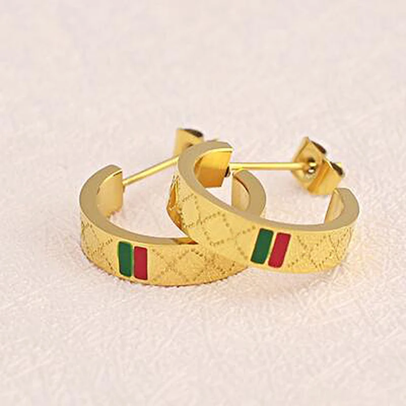 

HOT New fashion European and American brand design steel titanium Stud women wearing jewelry earrings girl