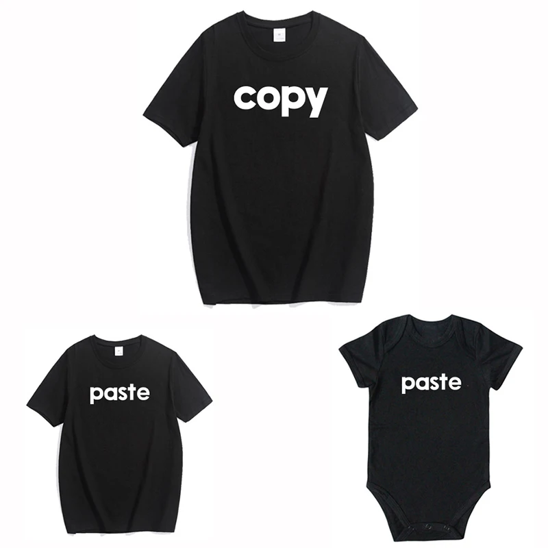 Ropa a juego para la familia, camiseta de pasta de copia para mam&aacute;, hija, hijo, apariencia familiar, padre, beb&eacute;, Pelele de verano con letras, trajes para ni&ntilde;os-5