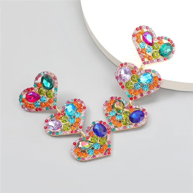 Новые серьги макси с мультиколоровыми кристаллами/стразами и геометрическим подвеском винтажного стиля для женщин.