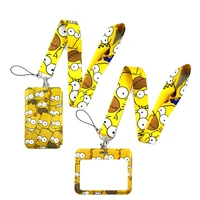 yellow funny cartoon characters art cartoon anime fashion lanyards bus id name work card holder accessories decorations kid gift