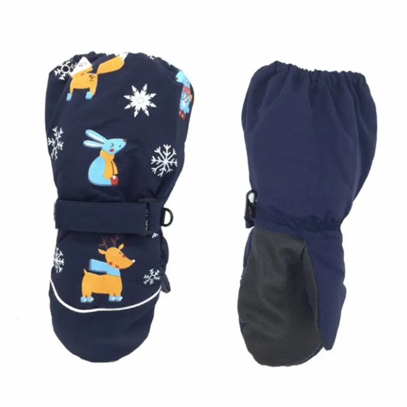 

Toddler Kids Winter Waterproof Windproof Long Cuff Gloves Cute Rabbit Deer Printed Thicken Warm Snow Ski Non-Slip Mittens 2-6 T
