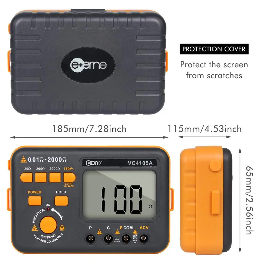 Цифровой измеритель сопротивления заземления VC4105A 750 Ом тестер изоляции Lightning в