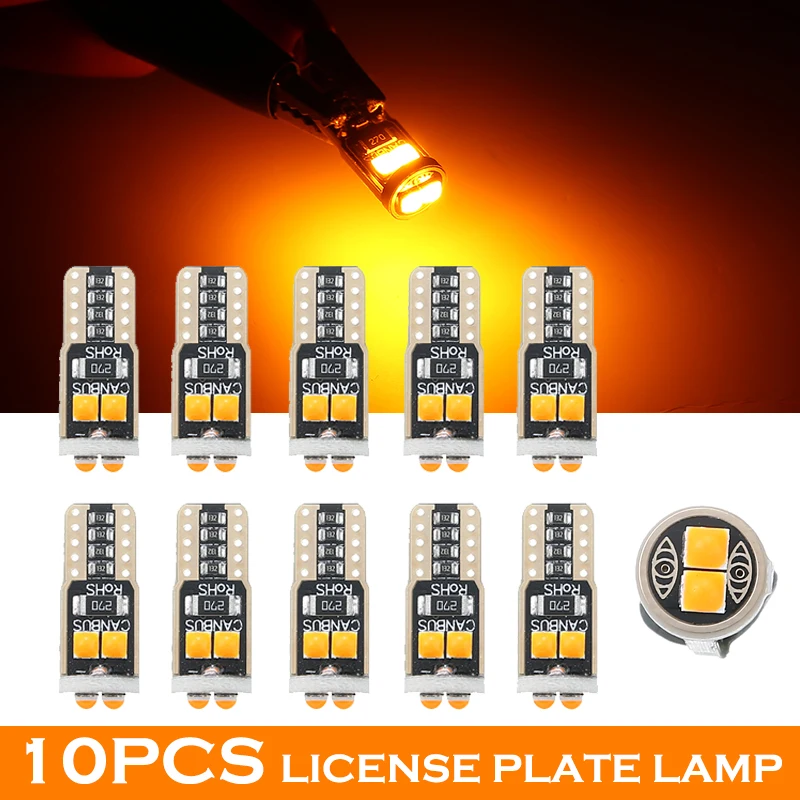 

Mayitr 10pcs 12V 2W T10 W5W 6 SMD 3030 Canbus LED Bulbs 194 168 147 152 158 159 Car Truck Reading License Plate Lights