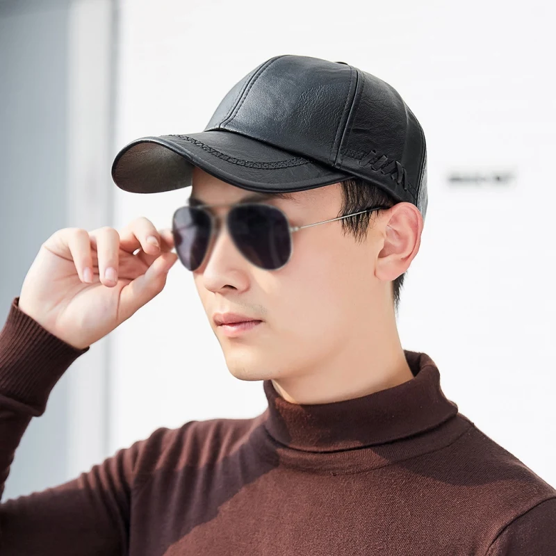 Весна Осень Зима Кепка из искусственной кожи с Круглым Верхом бейсболка Мужская