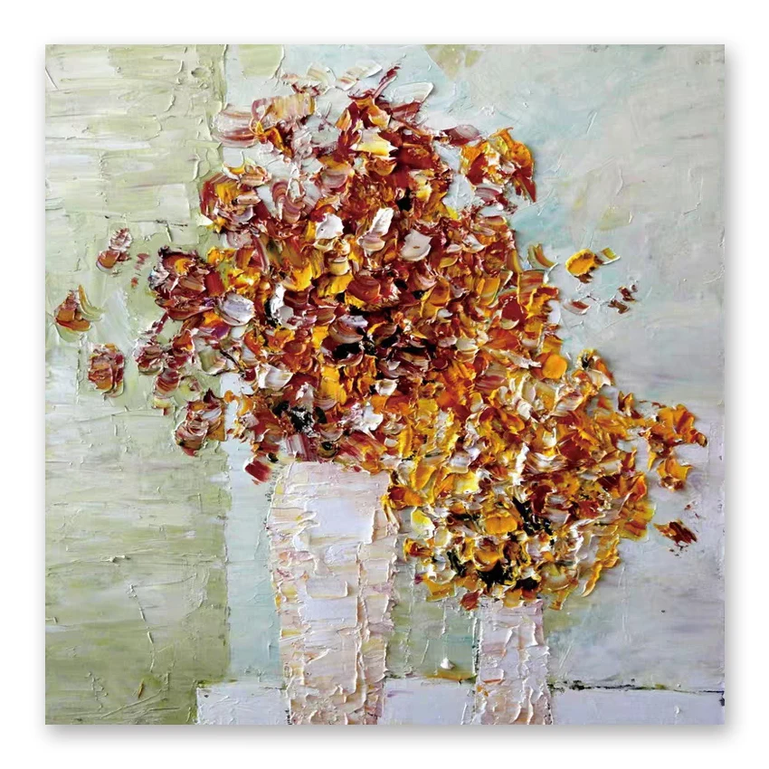 

100% Hand Painted Abstract Flower Vase Oil Painting Canvas Wall Decor Texture Art Unframed Hot Selling Paintings Wall Picture