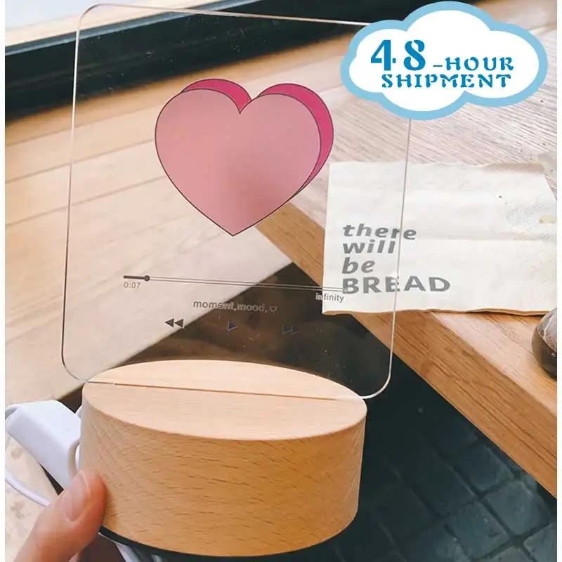 Красное сердце плеер 3D ночной Светильник для девочек Теплые тапочки Домашние