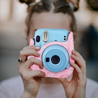 cute pu leather bag protect case cover shell with shoulder strap for fujifilm instax mini 11 instant film camera